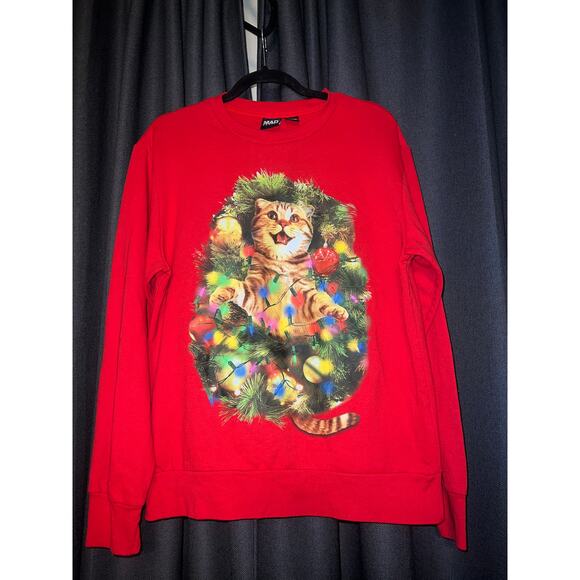 Ugly Christmas Sweater Xmas Sweatshirt Crewneck Size Small Cat - Picture 1 of 3